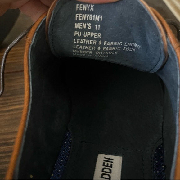 New Steven Madden men’s Fenyx Cognac dress shoes lace-up heel height 11 brown - Picture 3 of 15